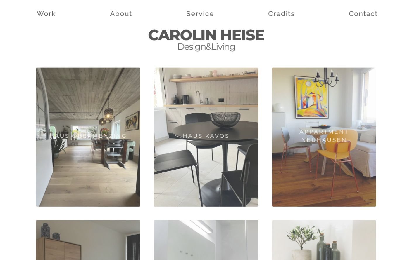 Desktopansicht der Portfolio-Website Carolin Heise Design and Living